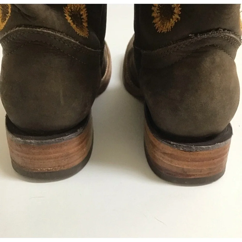 Cowboy Boots Fall Brown Leather Kid Western Size 13 Sunflower Equestrian Girls